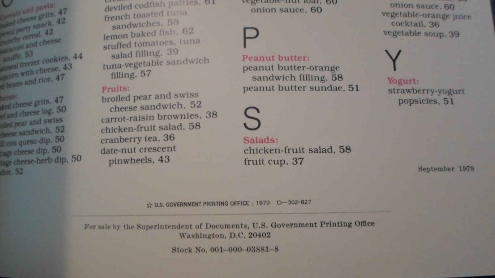 1979 edition-United States Government food and nutrition cookbook -65 pages