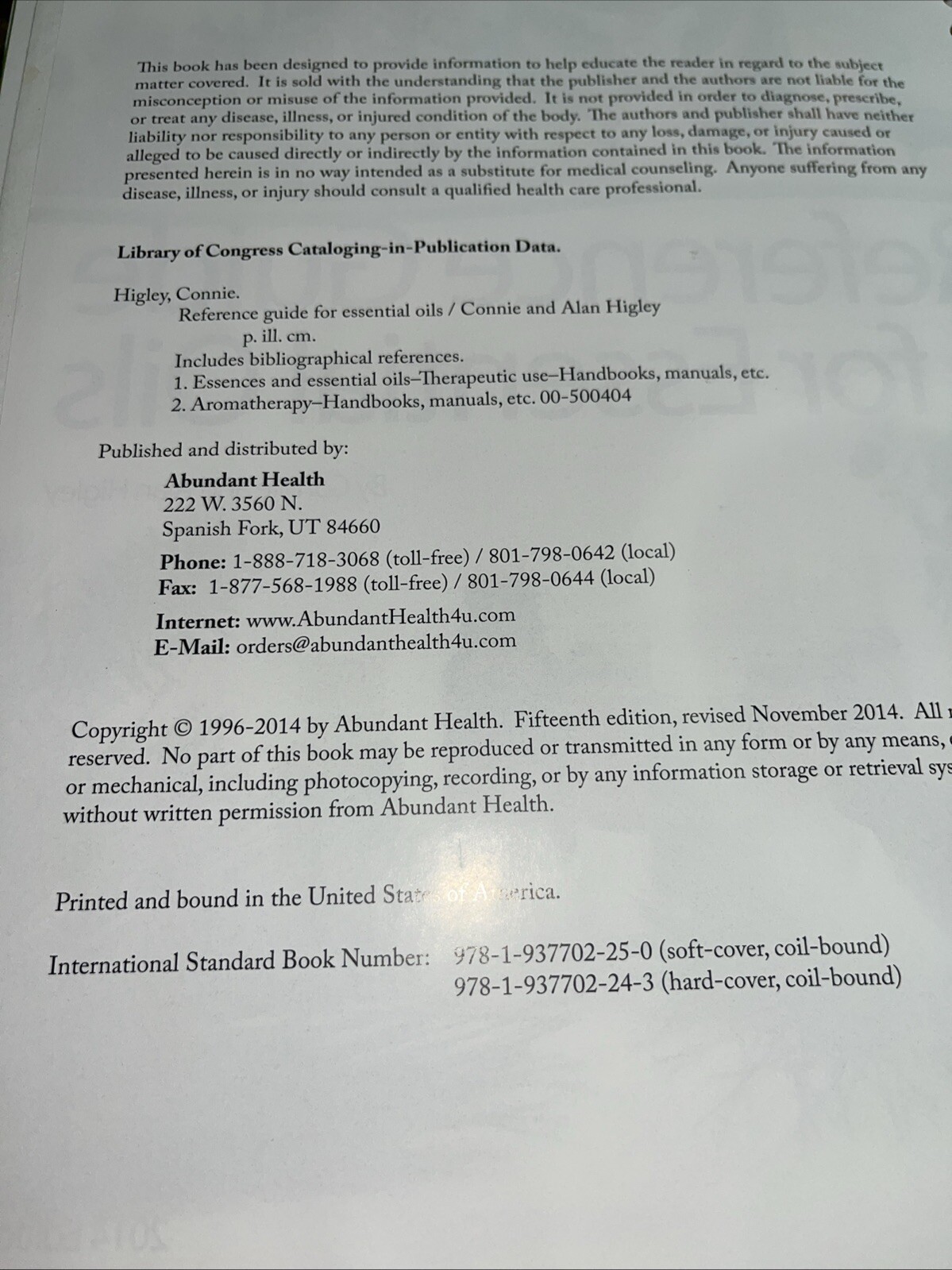 Reference Guide for Essential Oils 2014 Edition Connie Higley Alan Higley