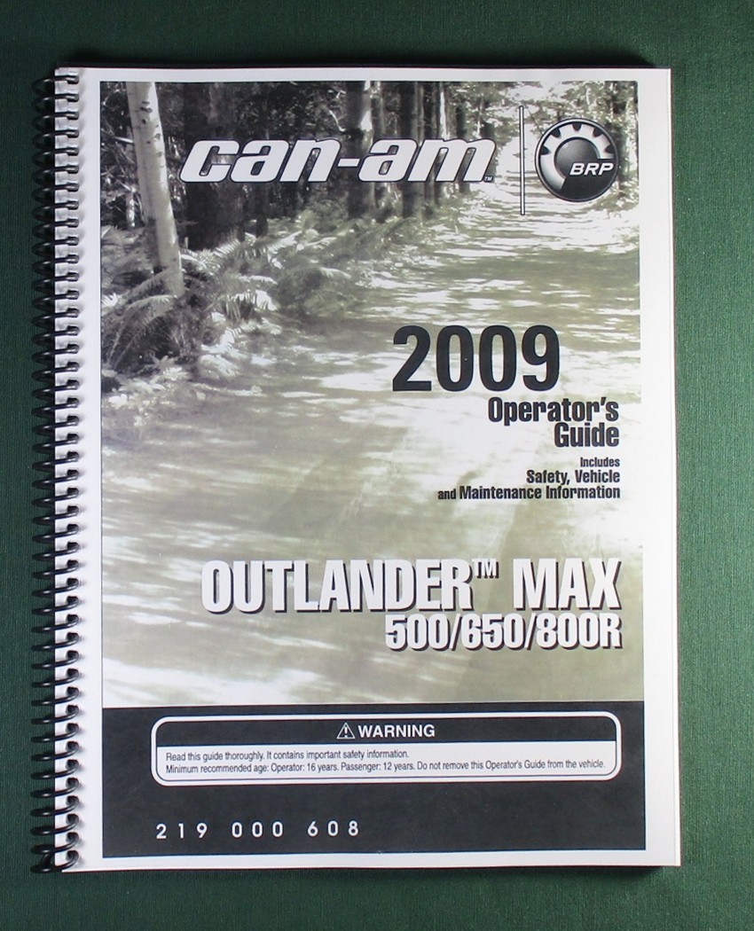2009 Can-Am Outlander Max 500 Owner’s Manual: 164 Pages & Protective Covers!