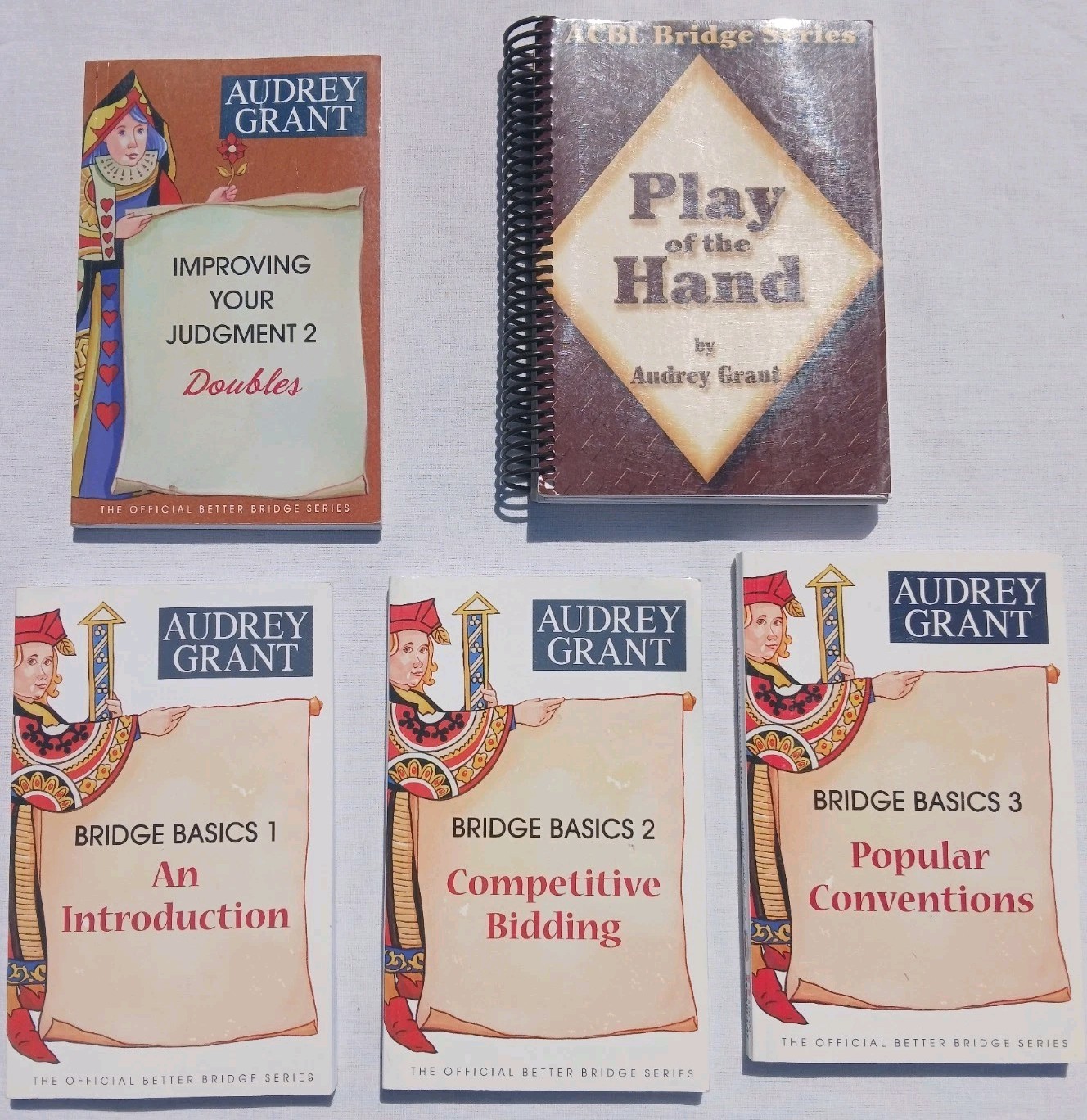 BRIDGE BASICS, Audrey Grant Books 1 2 3 Intro, Competitive Bidding+ Book Lot 5