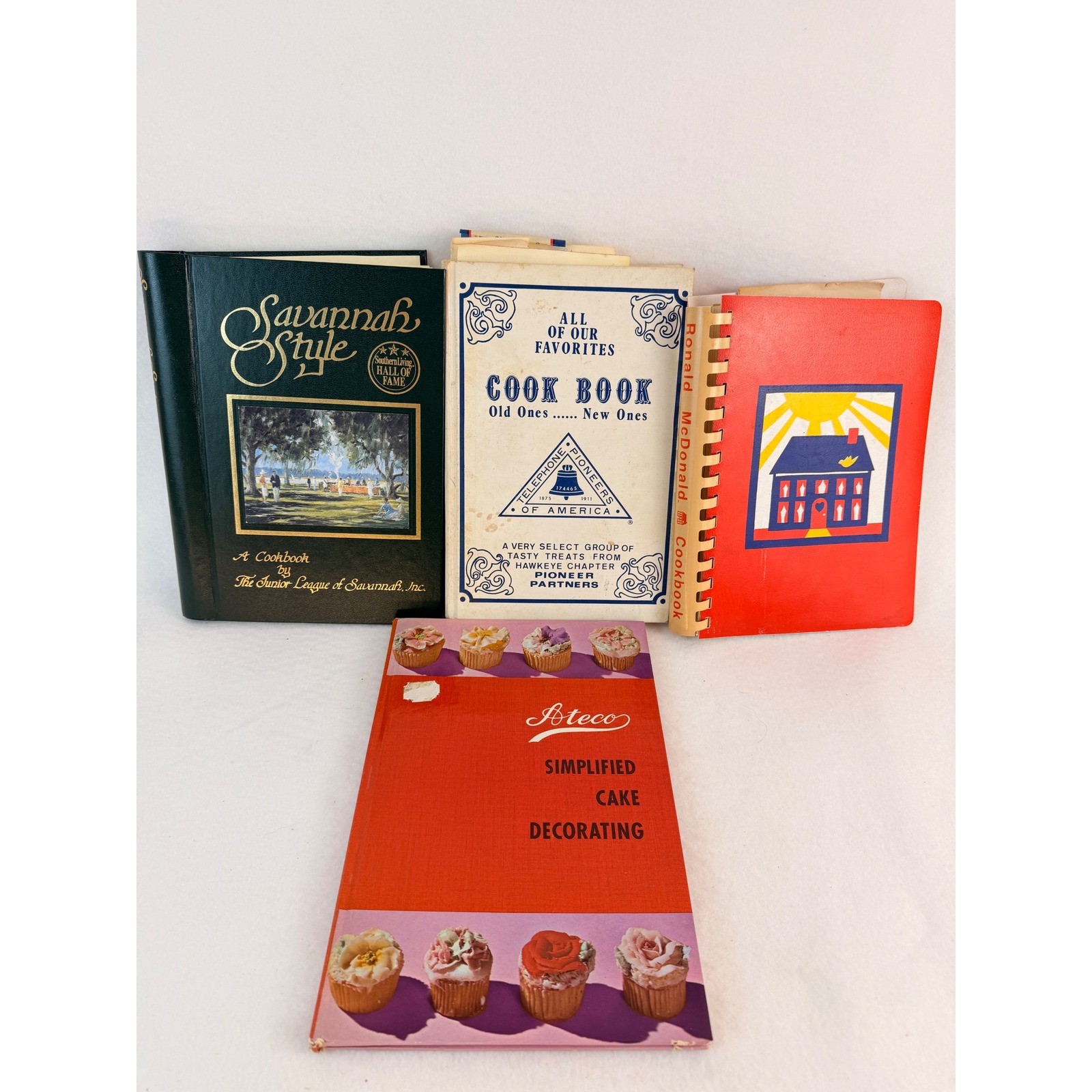Vintage Cookbook Lot Savannah Style Ateco Cake Decorating Ronald McDonald 4pc