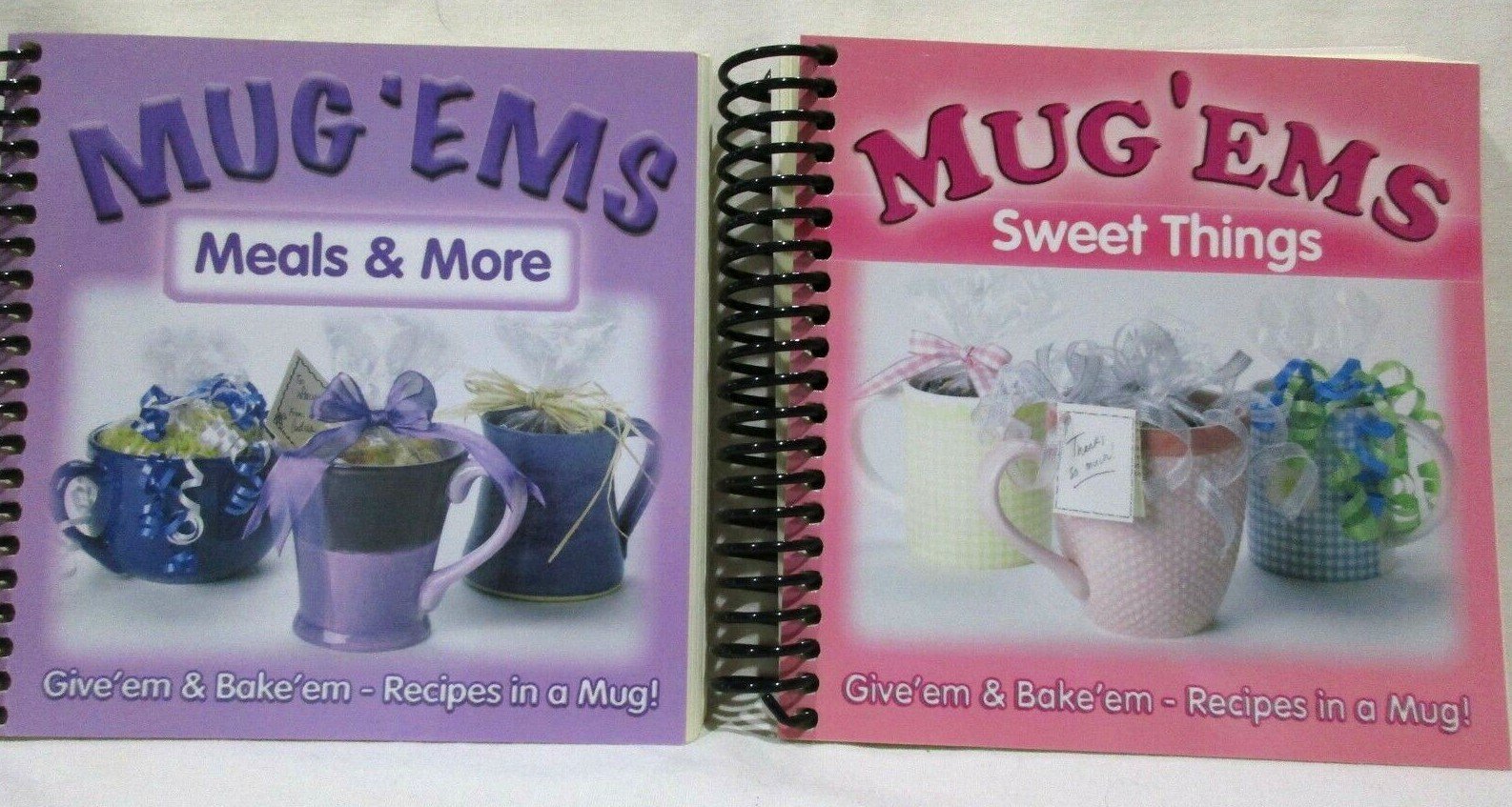 Lot of 2 Mug’Ems Small Spiral Cookbooks Sweet Things and Meals & More