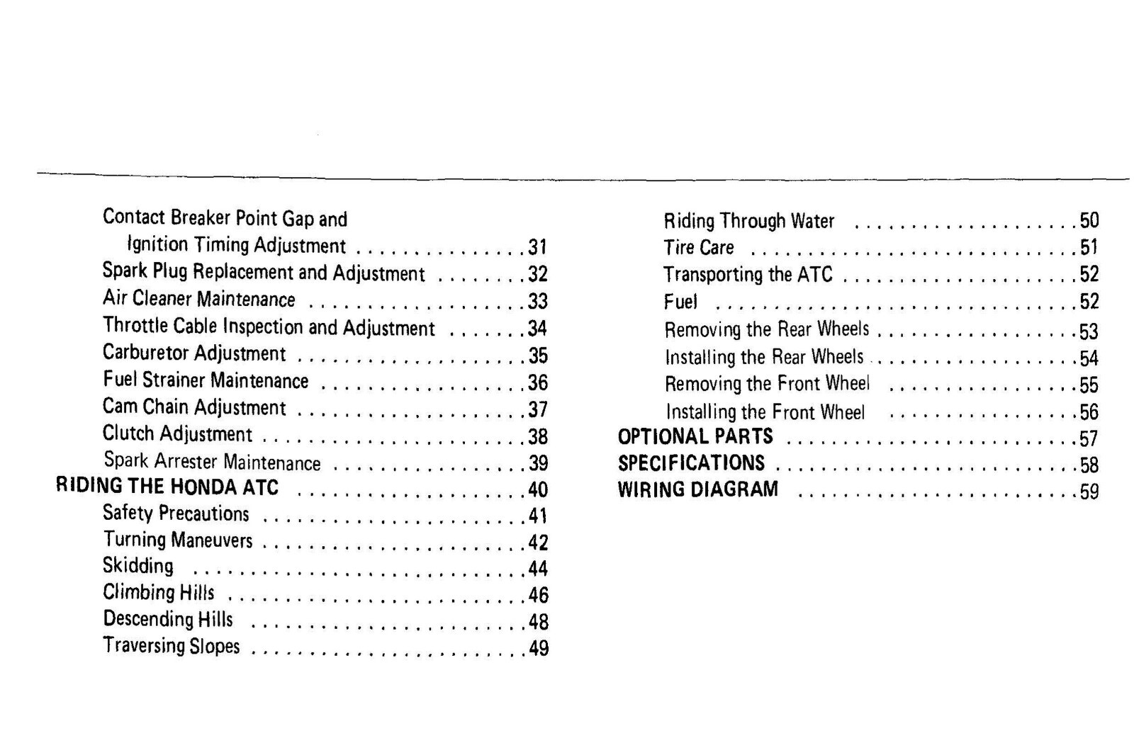 1979 Honda ATC70 Owner’s Manual 65 Pages