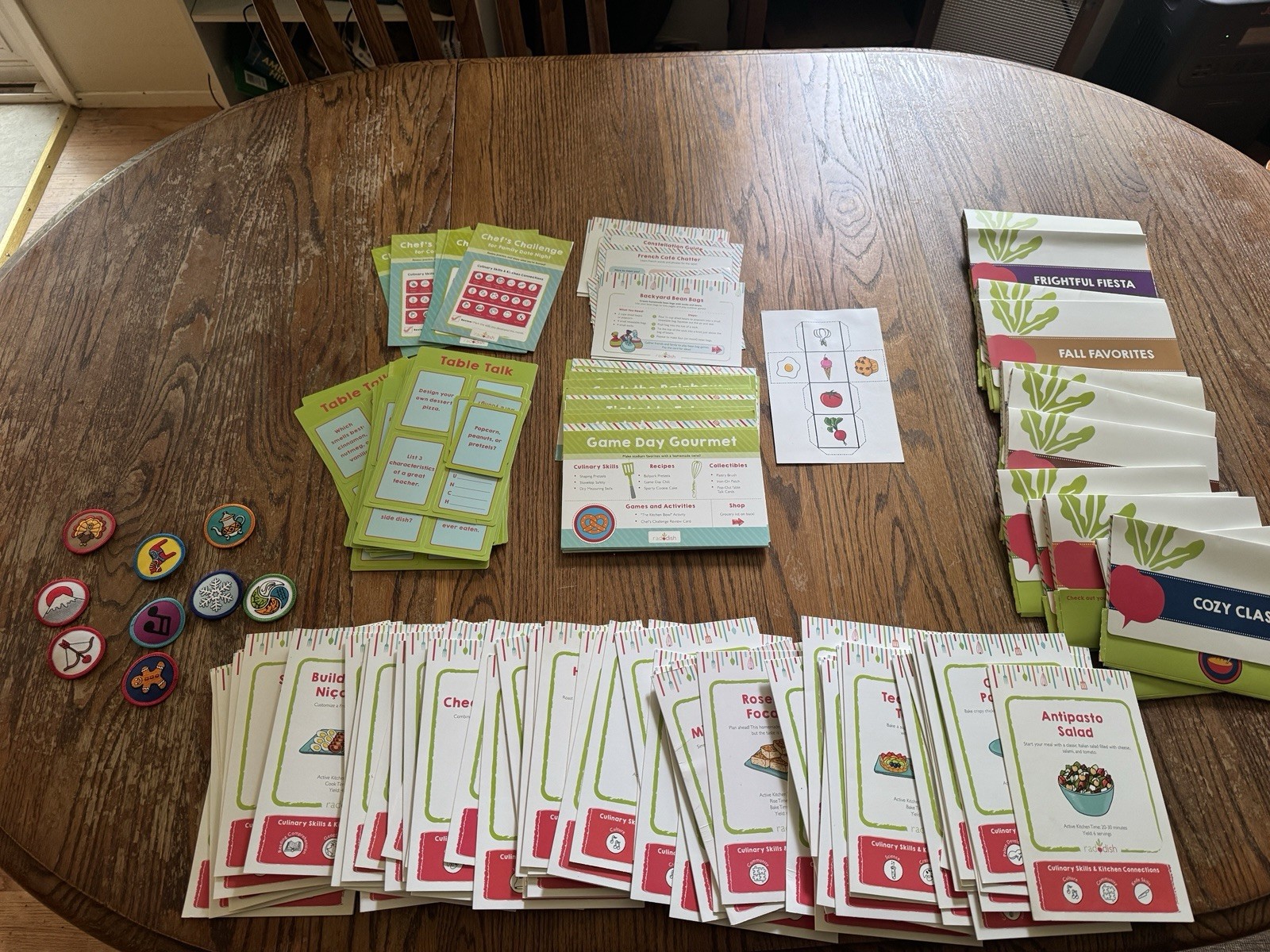 Raddish Kids Recipe Cards Lot 100+ Patches, Table Talk, More