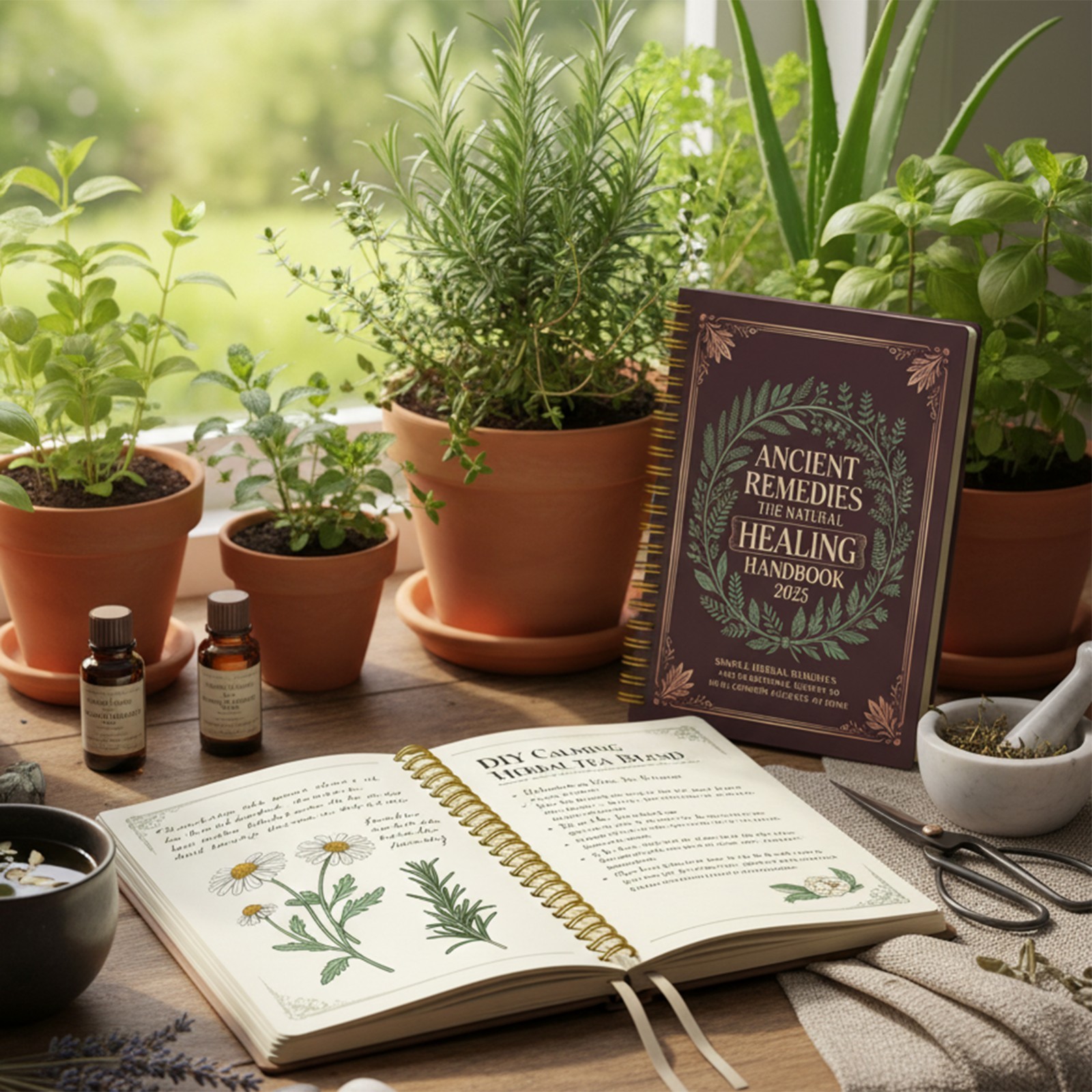The Natural Healing Handbook, Spiral-Bound Guide for Herbal Remedies and Natural