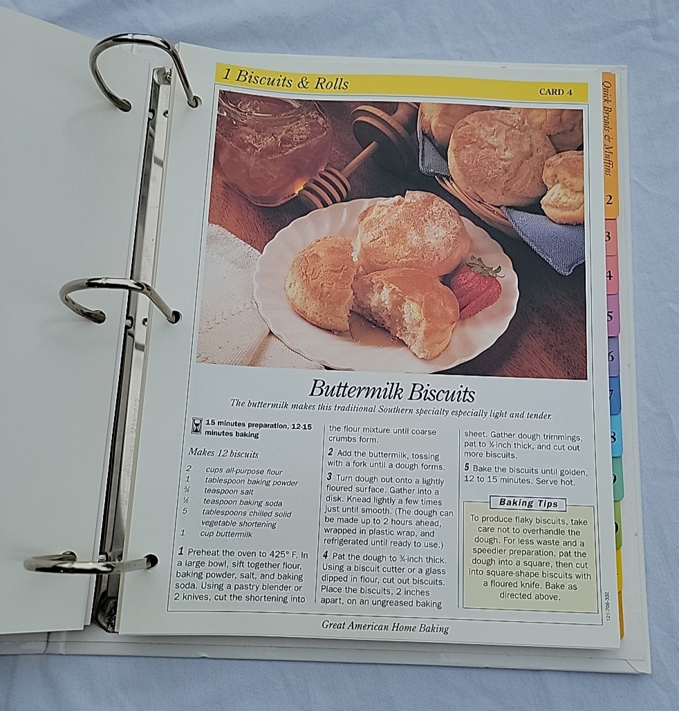 Great American Home Baking (1993, Hardcover, 3-ring binder) with +- 65 Pages G+