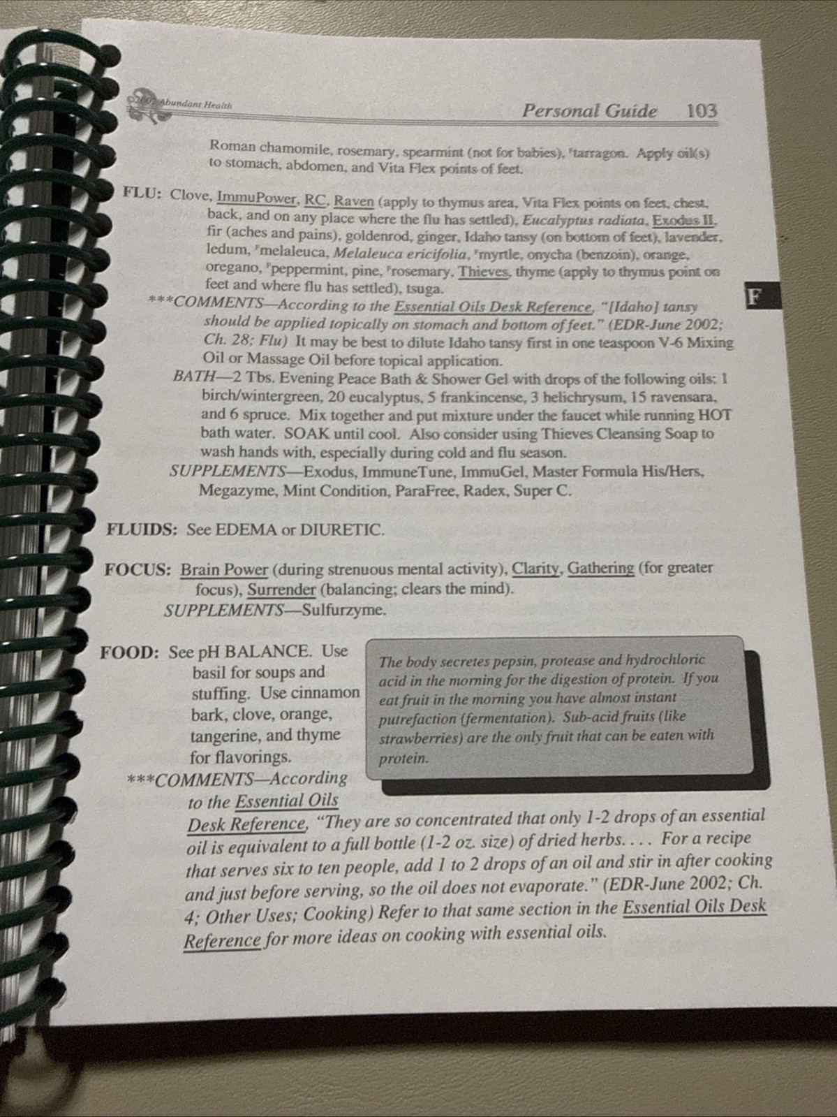 Quick Reference Guide Using Essential Oils – spiral Connie and Alan Higley 2002