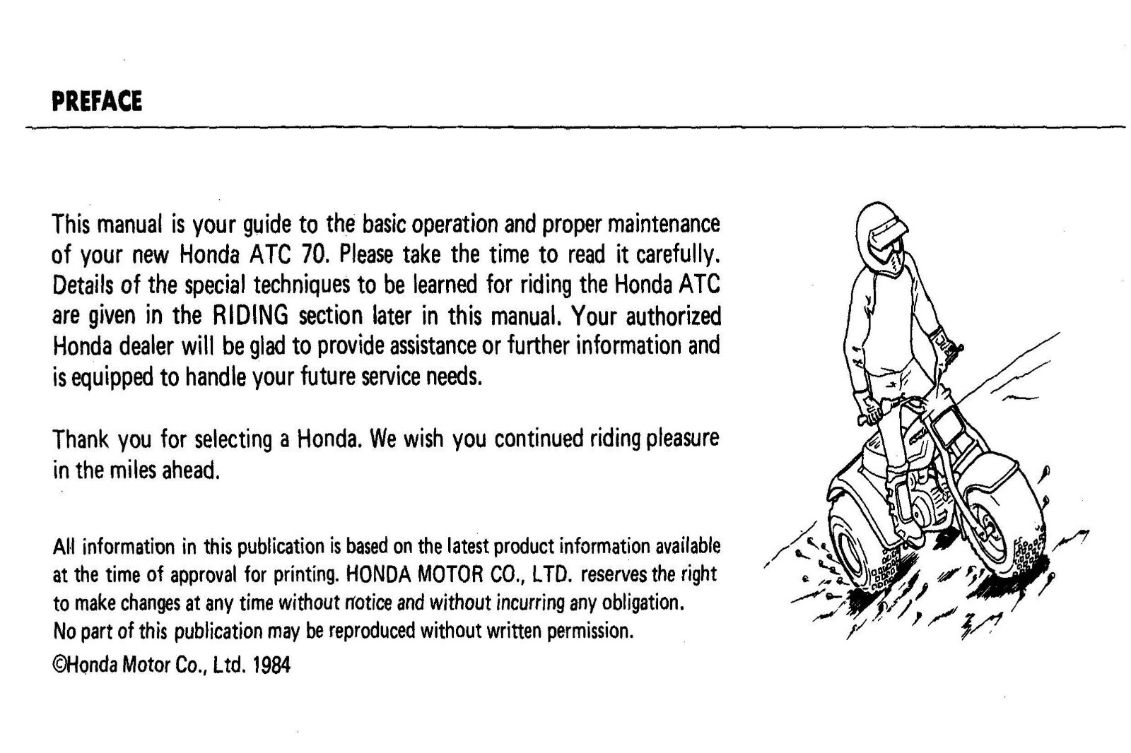 1985 Honda ATC70 Owner’s Manual 65 Pages