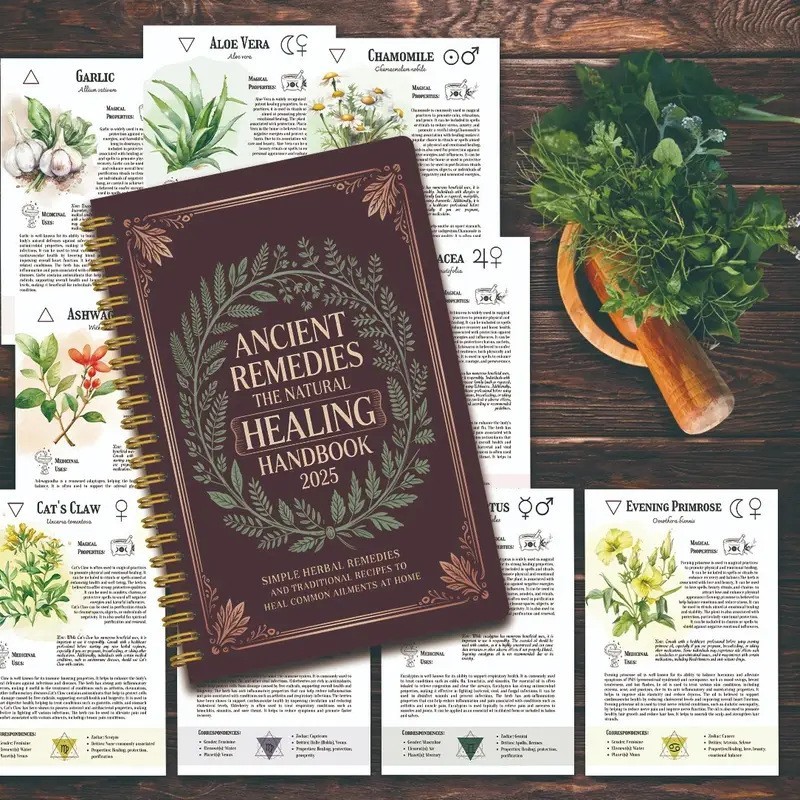 The Natural Healing Handbook, Spiral-Bound Guide for Herbal Remedies and Natural