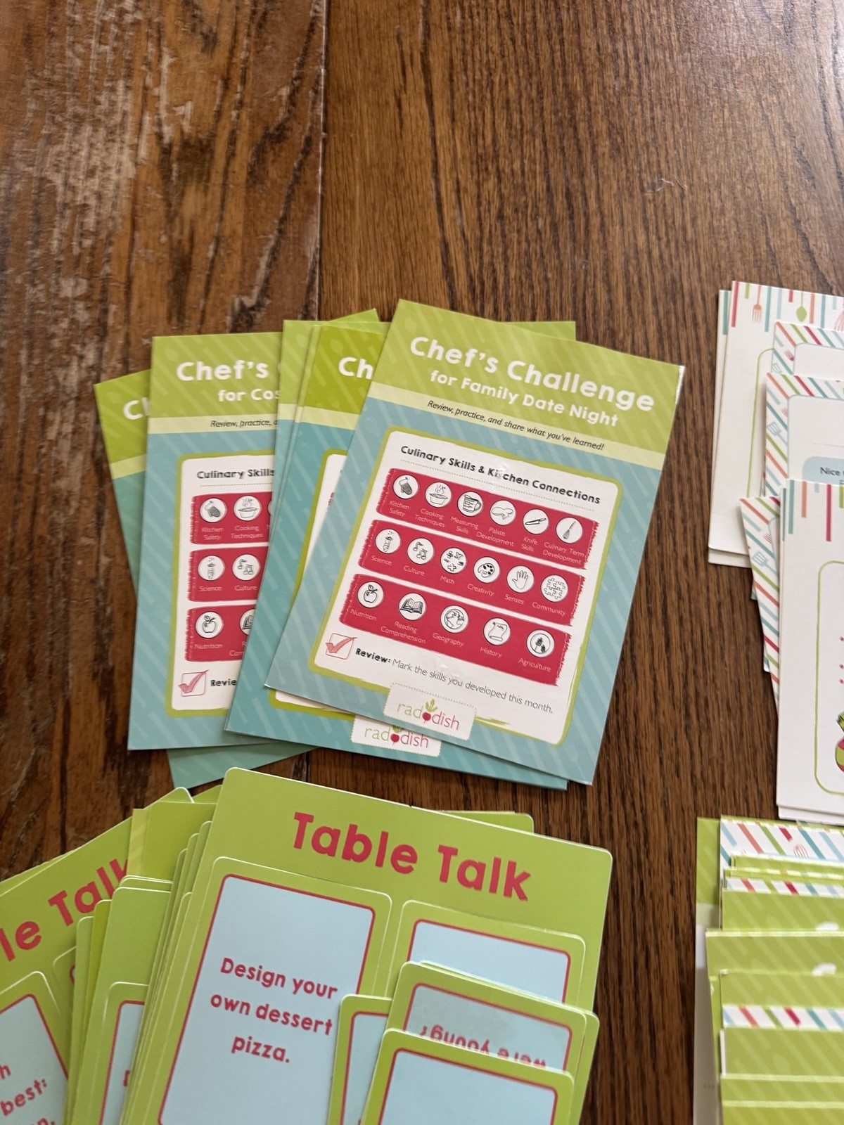 Raddish Kids Recipe Cards Lot 100+ Patches, Table Talk, More