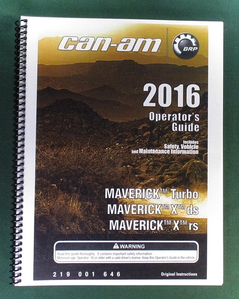 2016 Can-Am Maverick 1000R Turbo Owner’s Manual: 164 Pages & Protective Covers!