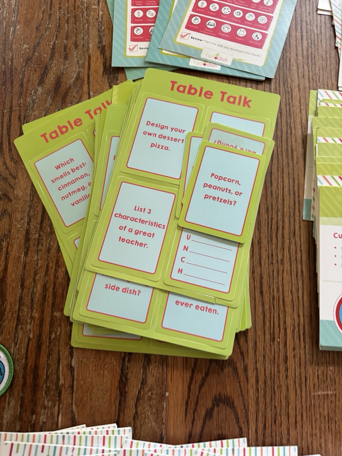Raddish Kids Recipe Cards Lot 100+ Patches, Table Talk, More