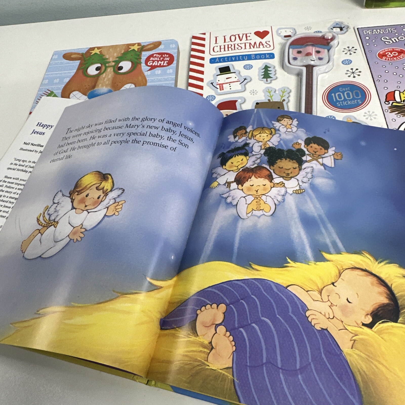 6-PACK Christmas Kids Books: NEW/Shelf Pulls Activity Book/Magnetic Nativity Boo